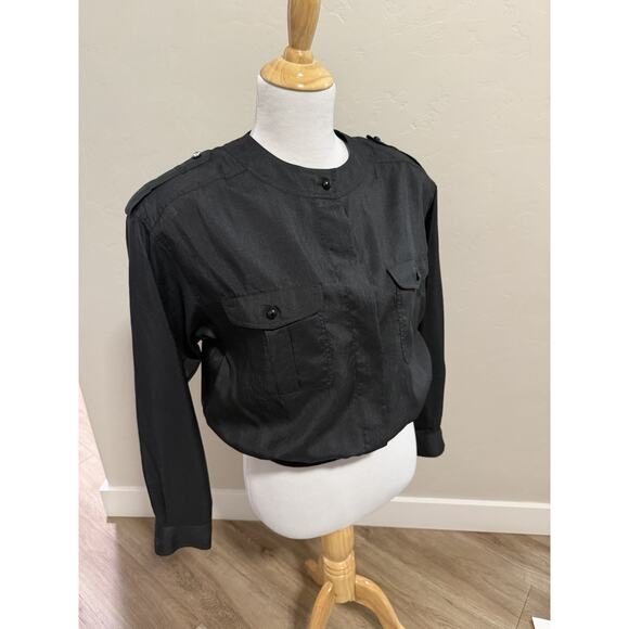 Vintage 90s Black Women’s Joan Harper Top Size 6 Long Sleeve - Picture 1 of 9